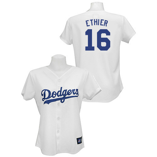 Andre Ethier #16 mlb Jersey-L A Dodgers Women's Authentic Home White Baseball Jersey